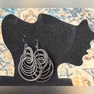 Lia Sophia Voltage Hematite-Plated Multiple Hoop Dangle Earrings